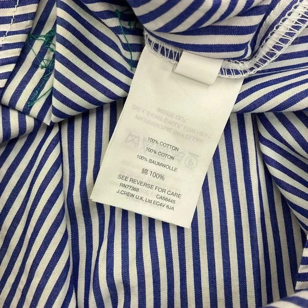 J. Crew Blue Striped Top Size 2 Off Shoulder Embellished